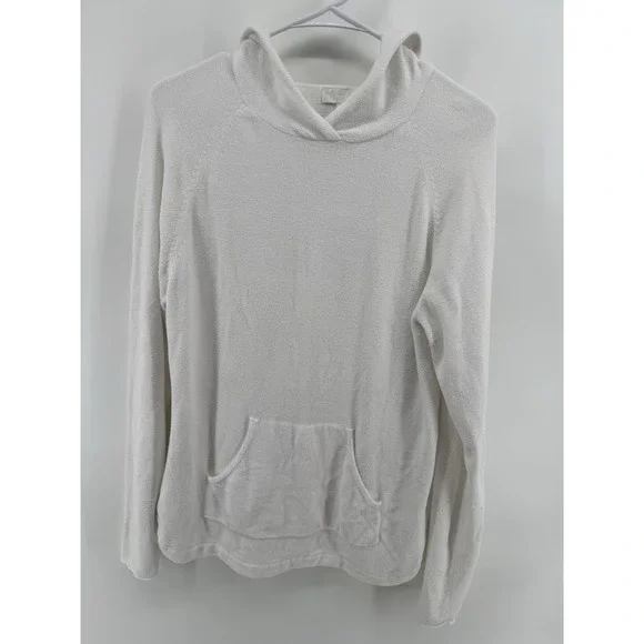 Barefoot Dreams Cozychic Ultra Lite Hoodie Women's Large White Kangaroo Pocket - Picture 1 of 8